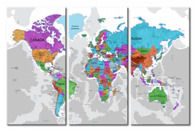 quadro sul vetro acrilico mappa del mondo