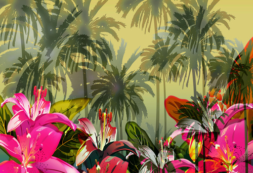 quadro tropici gigli palme