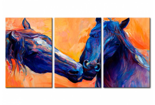 quadro dipinto a mano cavalli destrieri