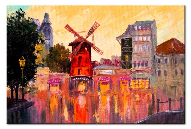 quadro dipinto a mano città mulino