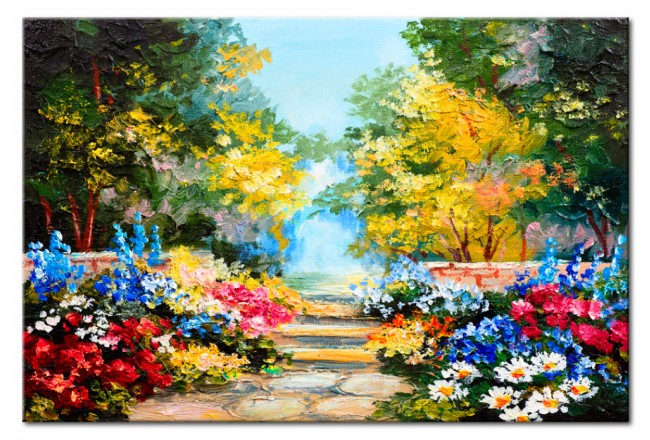 quadro dipinto a mano fiori giardino