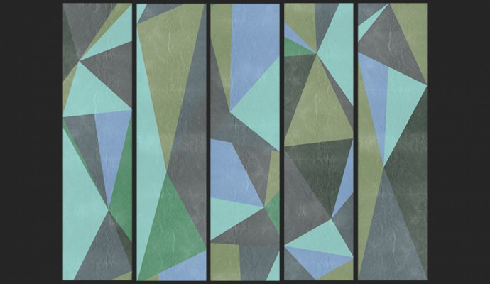 carta da parati geometrica per salotto triangoli