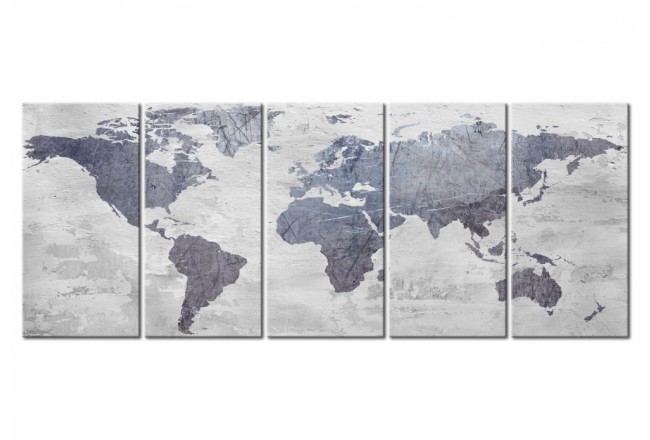 quadro moderno mappamondo calcestruzzo grigio