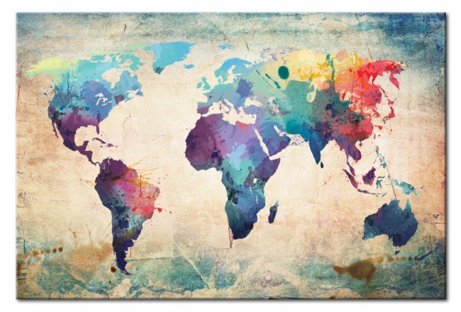 quadro mappamondo continenti colore