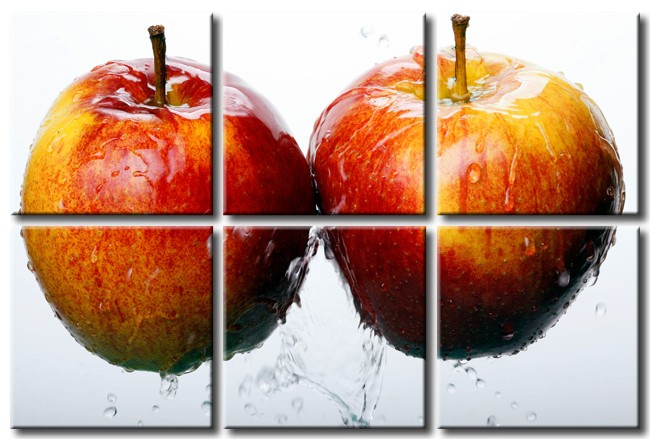 quadro per la cucina multipannello natura morta mele frutta