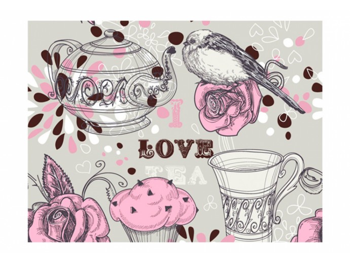 carta da parati per la cucina sala da pranzo disegno tazze di caffè