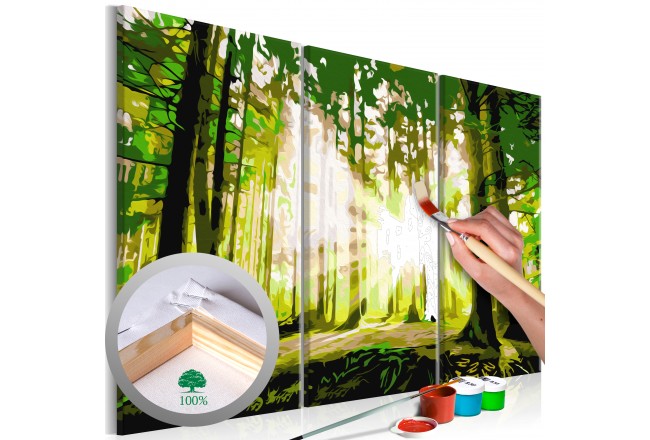 quadro fai da te da dipingere con i numeri per adulti bosco natura verde