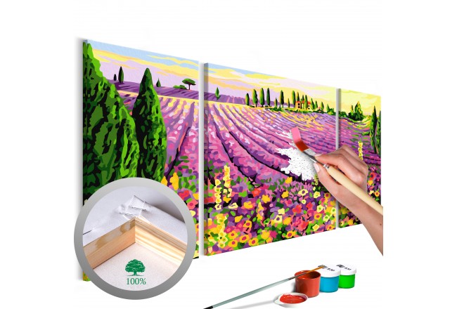quadro fai da te da dipingere con i numeri per adulti natura lavanda paesaggio