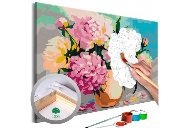 quadro fai da te da dipingere con i numeri per adulti fiori in vaso natura morta