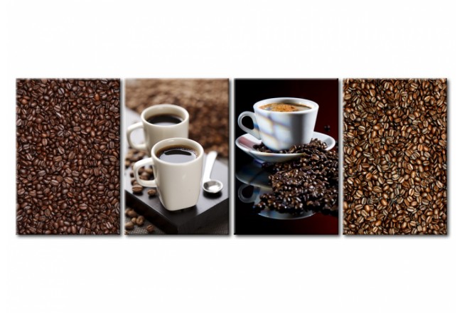 quadro multipannello per la cucina sala da pranzo caffè chicchi tazzina