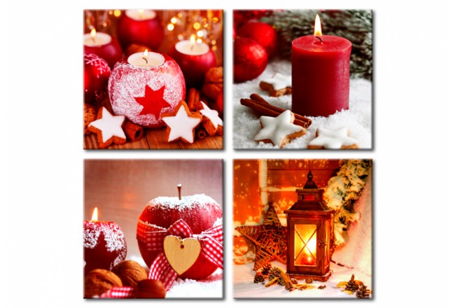 quadro natale feste clima festivo mele cannella candele