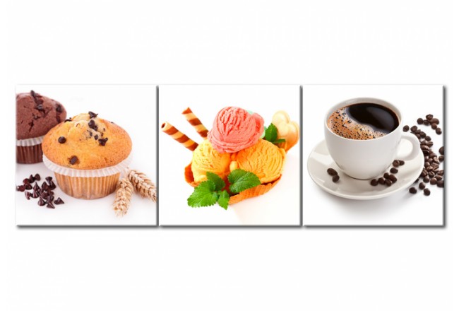 quadro su vetro acrilico per la cucina caffè dessert muffin gelati